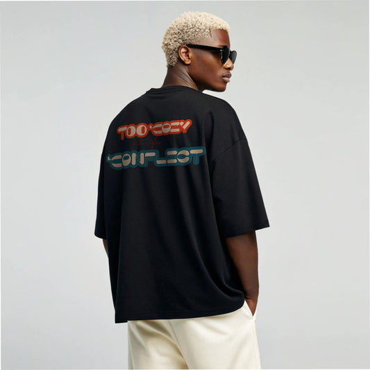 Creating Adam male model wearing the chill tee - black - facing back