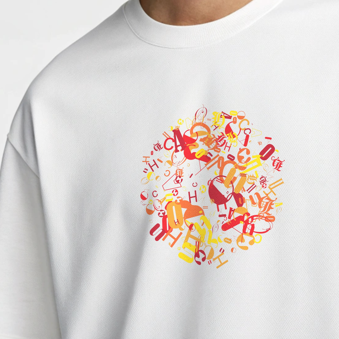 Model wearing Creating Adam's the chaos tee - front