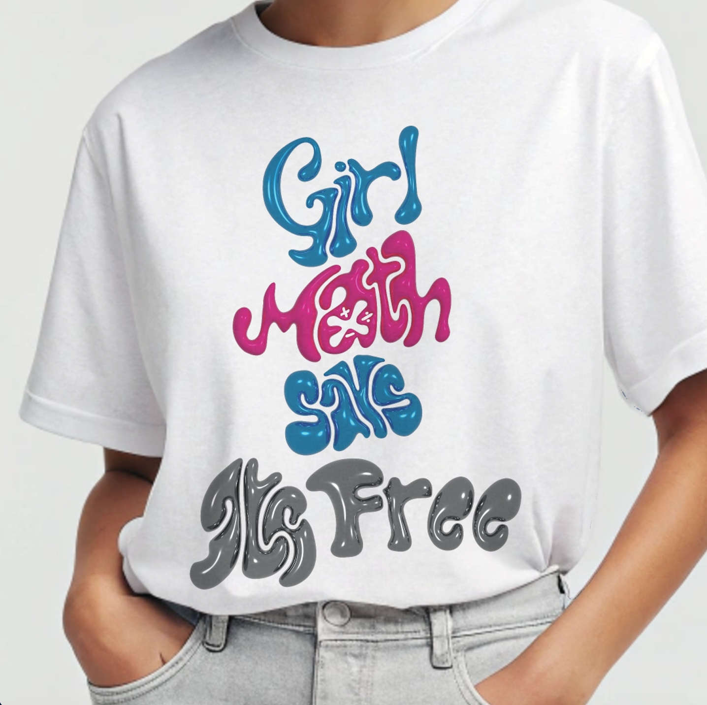 Model wearing Creating Adam's the Girl Math tee - front