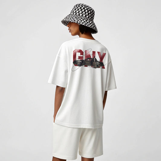 Female model wearing Creating Adam's the GNX tee - GOAT talk collection