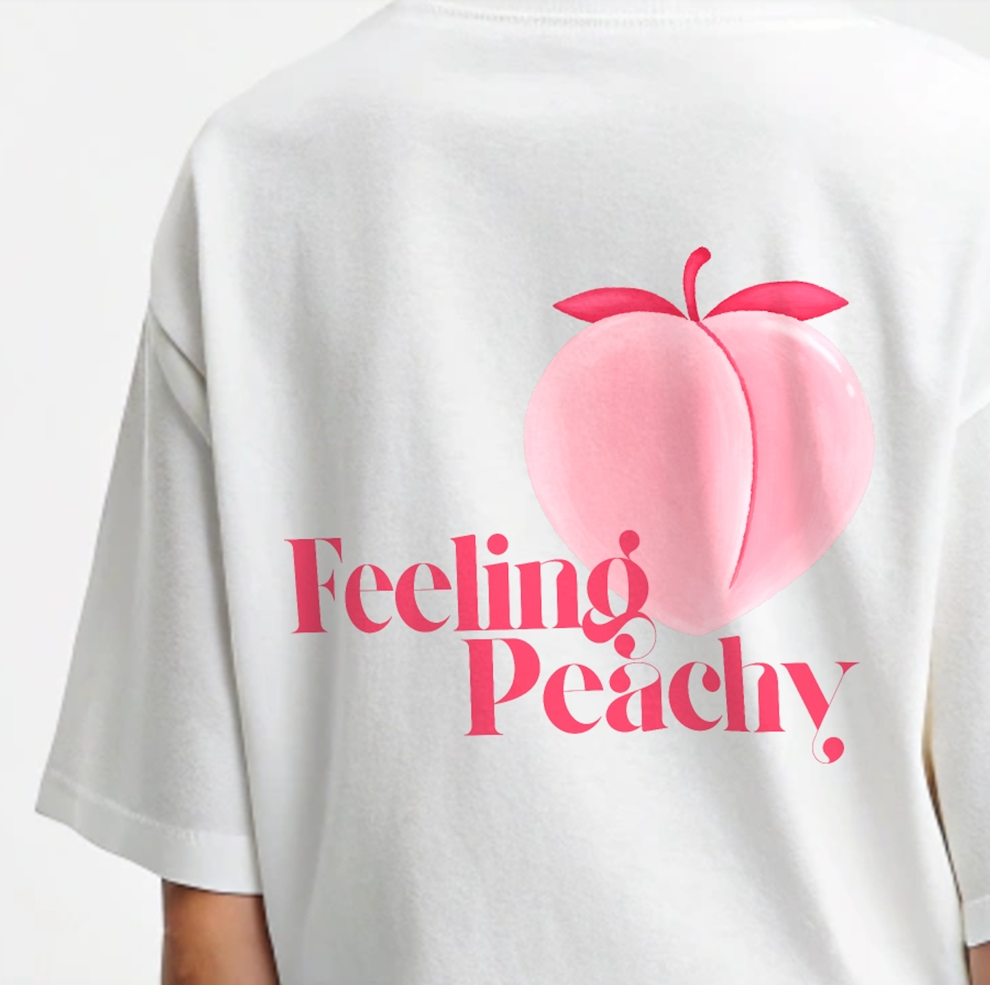 Model wearing Creating Adam's the Peach tee - back