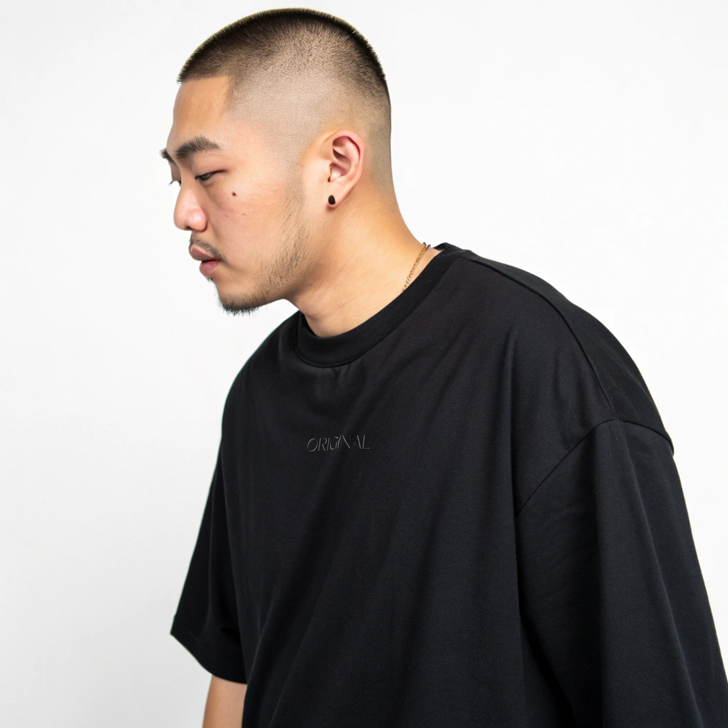 Model wearing Creating Adam's the Original tee Black