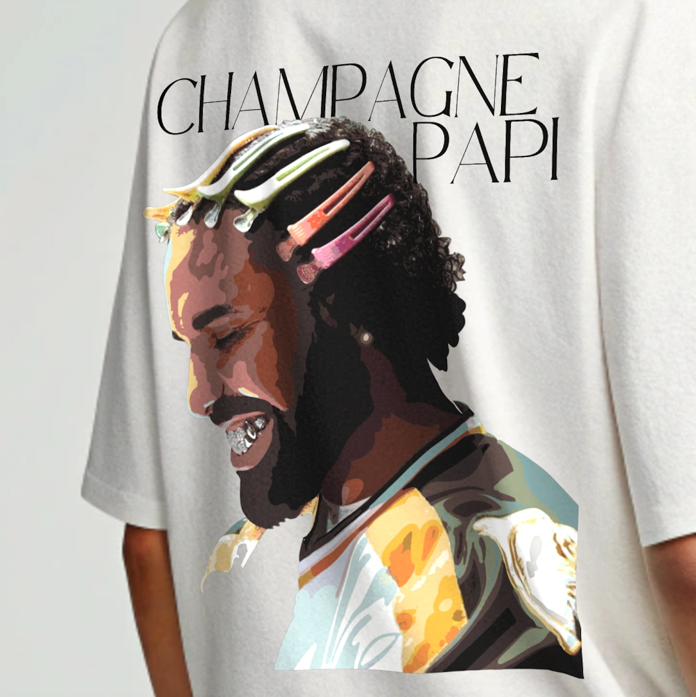 Model wearing Creating Adam's the Papi tee - GOAT talk collection