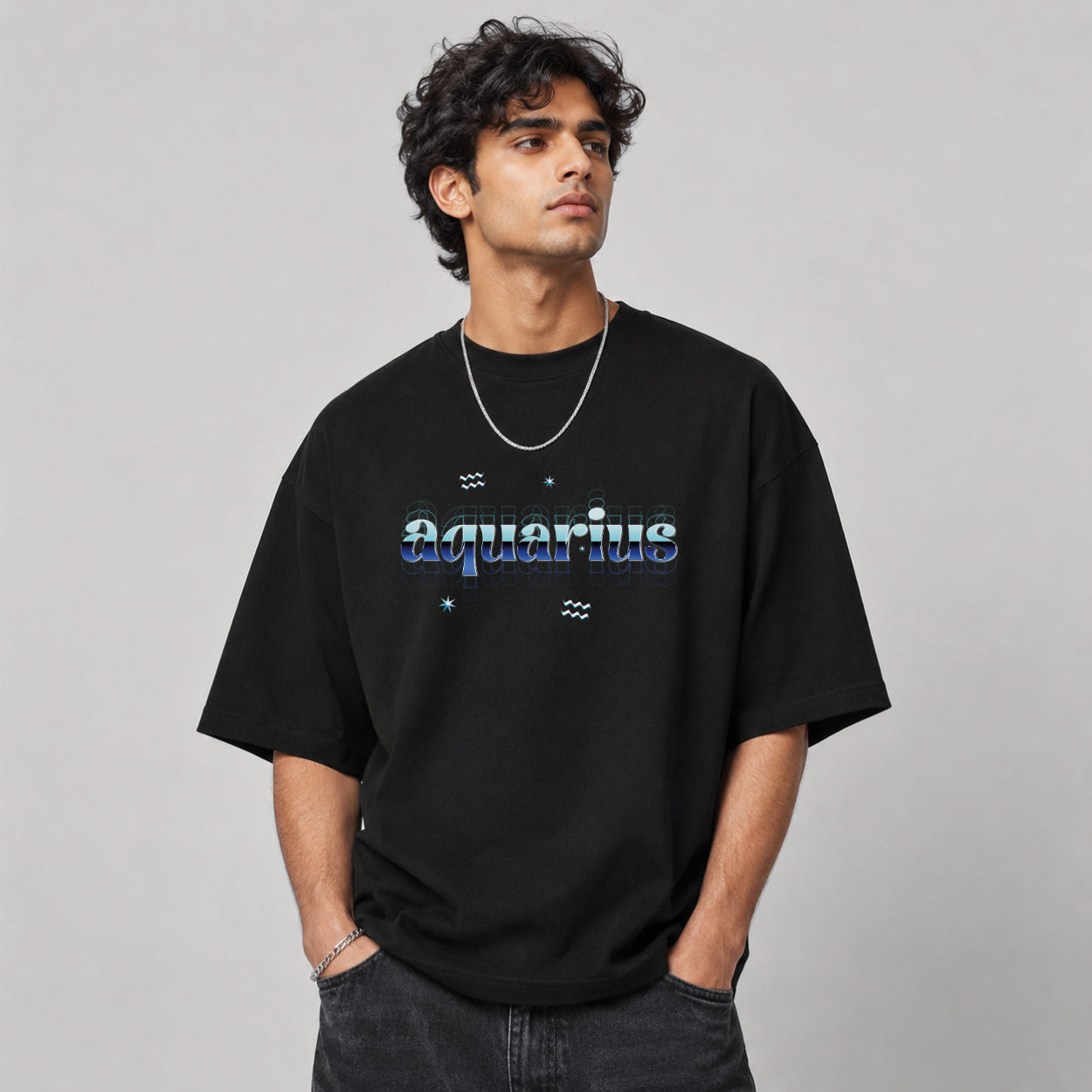 The Aquarius Tee — Front on model