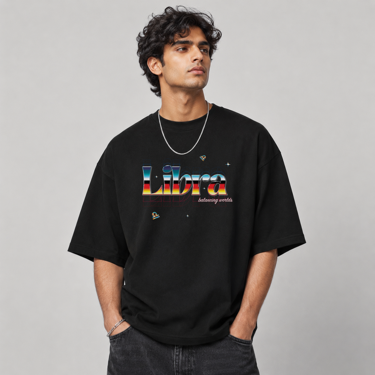 The Libra Tee — Front on model